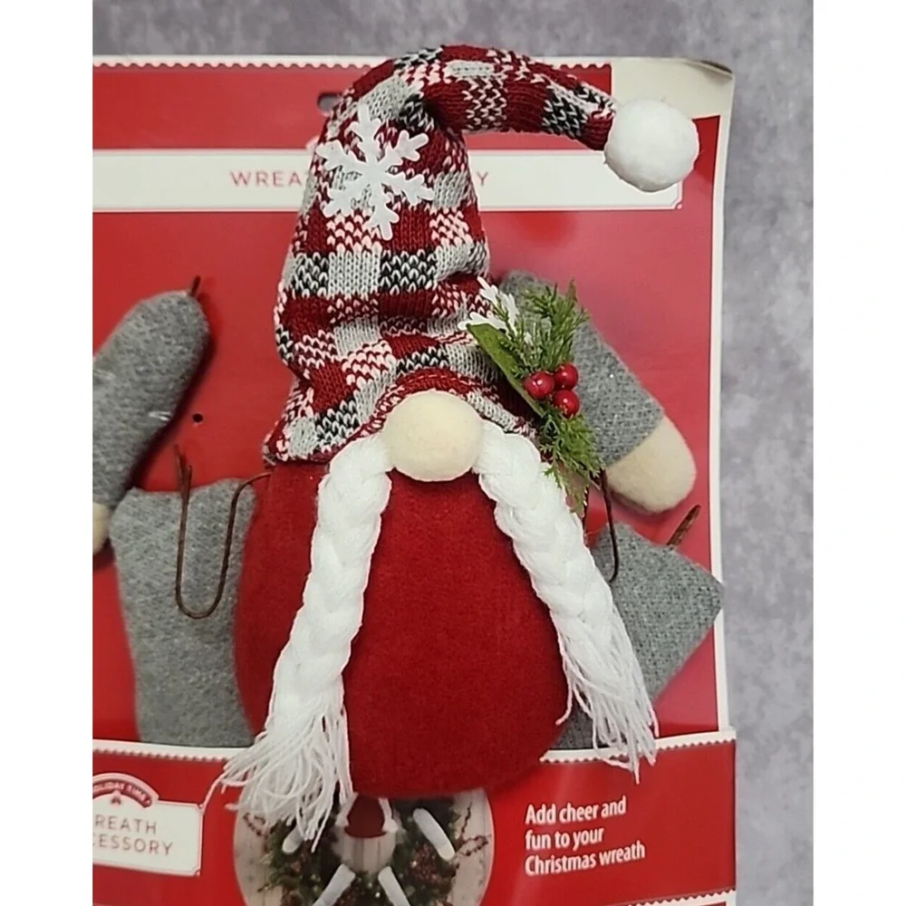 Christmas Gnome Wreath Accessories Tree Decor Body Legs Arms Grey White Red 5 Pc